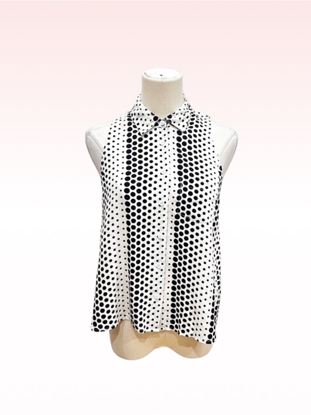 EQUIPMENT White Silk Black Polka Dot Print Button Down Shirt (Sz XS)